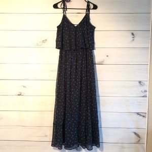 🍂🍁 Fall NWT Abercrombie & Fitch Chiffon Floral Popover Navy Dress Sz L